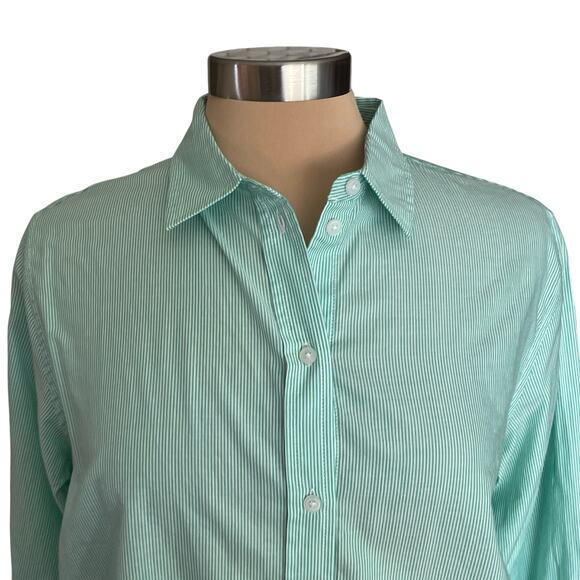 Everlane The Silky Cotton Relaxed Shirt Mint Green White Stripe Womens Sz 8 NWT - Picture 3 of 9